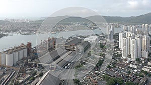 Aerial view of the port of Santos in SÃ£o Paulo, Brazil