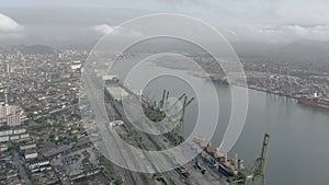 Aerial view of the port of Santos in SÃ£o Paulo, Brazil