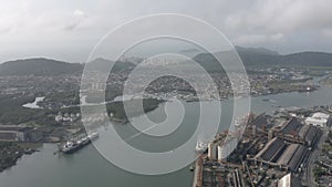Aerial view of the port of Santos in SÃ£o Paulo, Brazil