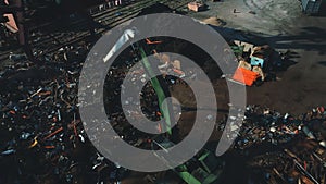 Aerial view on Port terminal of bulk cargo with ship