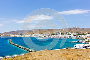 Aerial view of port in Tinos Island,Greece