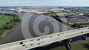 Aerial view of port of Wilmington Delaware - Christina and Delaware Rivers