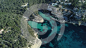 Aerial view of Portals Vells beaches in Majorca