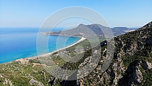 Aerial view, Portixeddu beach, Sardinia, Italy