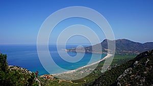 Aerial view, Portixeddu beach, Sardinia, Italy