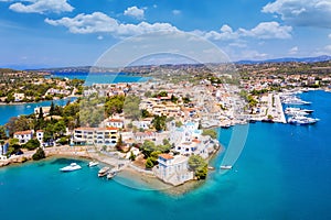 Aerial view of Porto Cheli, a luxury seaside retreat in Greece