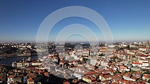 Aerial view of Porto city center and river Douro, Portugal