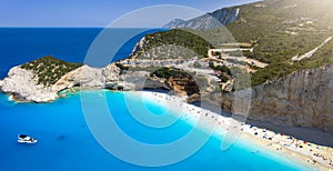 Aerial view of Porto Katsiki beach, Lefkada island, Ioanian Sea, Greece photo