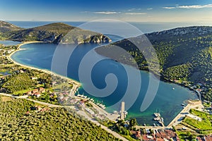 Aerial view of Porto Koufo on the Sithonia peninsula, in the Chalkidiki , Greece