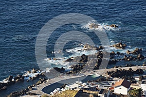 Aerial view of Porto Moniz Natural Swimming Pools