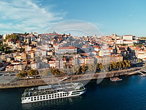 Aerial View of Porto Oporto City And Douro River Portugal