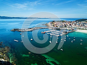 Aerial view of Portonovo harbor, Galicia