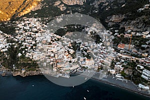 Aerial view of Positano, a little town along Amalfi Coast