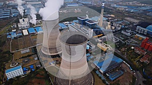Aerial view of power plants, thermal power station