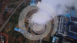 Aerial view of power plants, thermal power station