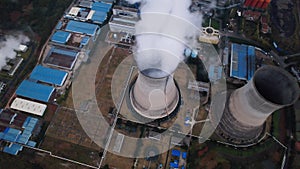 Aerial view of power plants, thermal power station