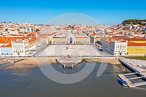 Aerial view of Praca do comercio in Lisbon, Portugal.