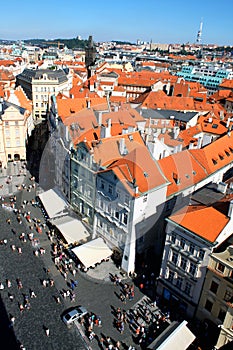 Aerial view of Prague center in Czech Republic