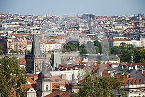 Aerial view on Prague city