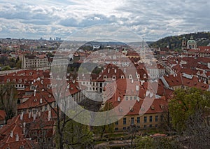 Aerial view of Prague city