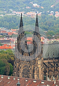 The aerial view of Prague City