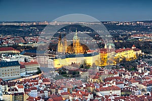 Aerial view of Prague, Czech Republich photo
