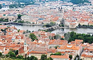 Aerial view of Prague old town