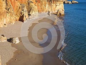 Aerial view of Praia Alemao in Portimao at the Algarve coast of Portugal