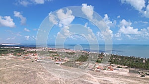 An aerial view of Praia Da Baleia, Itapipoca, Brazil on a sunny day photo