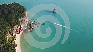 Aerial view of Pranang beach in Thailand