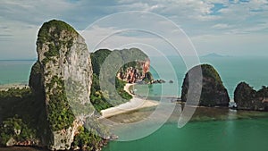 Aerial view of Pranang beach in Thailand