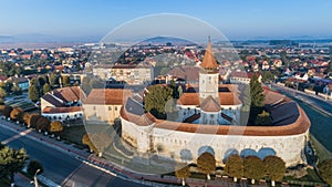 Aerial view of Prejmer fortified Church. Brasov, Romania