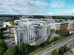 Aerial view of the Premier Inn London Gatwick Airport (Manor Royal) hotel, Crawley, UK