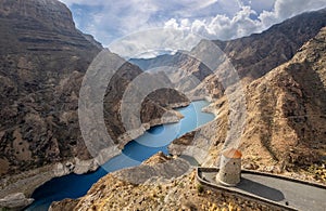 Aerial view with Presa del Parralillo, view from Mirador del Molino, Gran Canaria photo