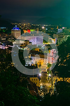 aerial view of preseren's square, Ljubljana, Slovenia, Europe....IMAGE