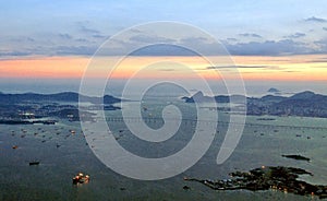 Aerial view of President Costa e Silva Bridge, commonly known as the Rio-Niteroi Bridge