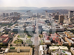Aerial view of Pretoria downtown, capital city of South Africa