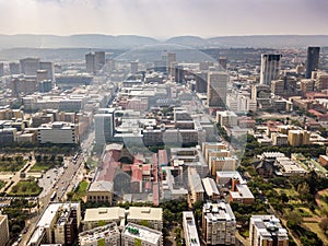 Aerial view of Pretoria downtown, capital city of South Africa