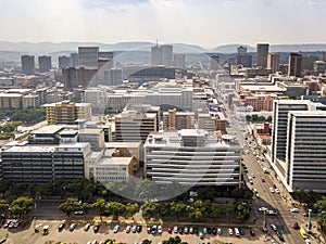 Aerial view of Pretoria downtown, capital city of South Africa