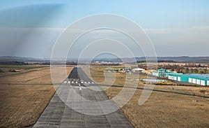 Aerial view of the Pribram airport in the spring.