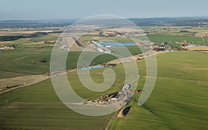 Aerial view of the Pribram airport in the spring.