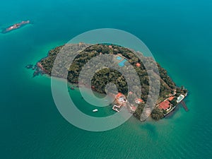 Aerial view of a private island in Rio de Janeiro