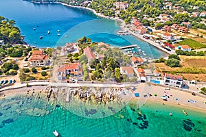 Aerial view of Prizba beach on island Korcula