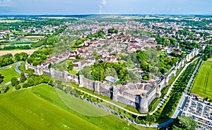 Aerial view of Provins, a town of medieval fairs and a UNESCO World Heritage Site in France