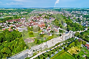 Aerial view of Provins, a town of medieval fairs and a UNESCO World Heritage Site in France photo