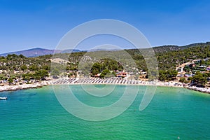 Aerial View of the Psili Ammos beach, at Thassos island, Greece photo