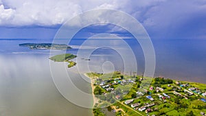 Aerial view on Pskov Lake and Talabski Islands