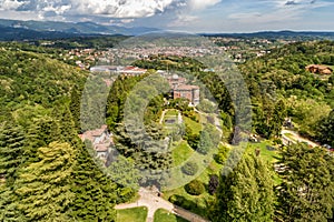 Aerial view of public garden in Villa Toeplitz, Varese, Italy