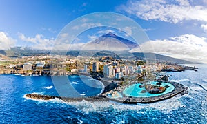 Aerial view with Puerto de la Cruz, Tenerife photo