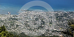 Aerial view of Puerto Plata from the top of Pico Isabel de Torres. photo